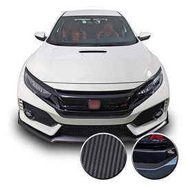 Optix Front Bumper Accent Graphic Overlay Pre Cut Vinyl Decal Compatible with Honda Civic 2016-2021 - Carbon Fiber Black
