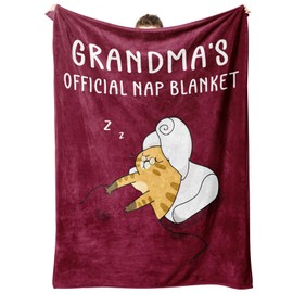 Juratar Grandma Gifts, Grandma Birthday Gifts, Flannel Blanket Grandmas Gift for Mothers Day Thanksgiving Christmas, Soft Throw Blankets for Grandmas, 50" x 60" Burgundy