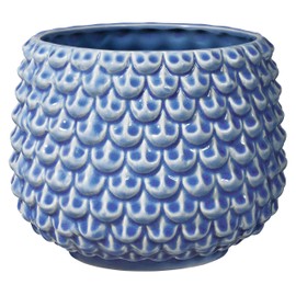 Bloomingville Ceramic Flower Pot Pinecone - colorful Planter, Pot for plants, sukkulents Size L (16,5 cm ø) Dia 6,5'' H 5'', Stoneware, blue