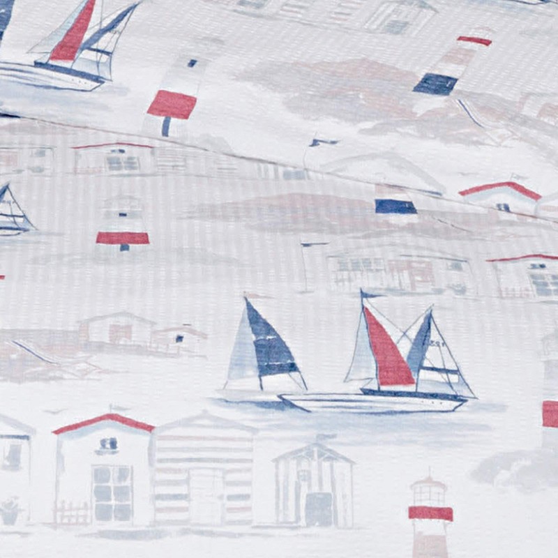 Janine Bed Linen Soft Seersucker Red/Blue Size 135 x 200