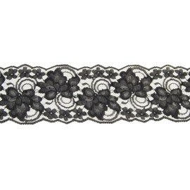 Ribbon Bazaar Lace 4485 4 inch Black by The Yard