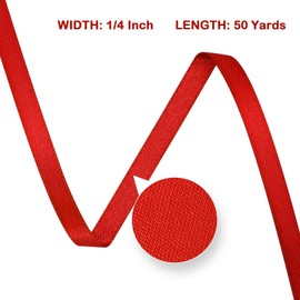 LoomJoyz Double Sided 6mm Red Satin Ribbon 45 Meters Satin Ribbon Ideal for Gift Wrapping Flower Bouquet Crafts Weddings Floral Arrangements & Bows