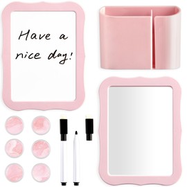 11 Pcs School Lockers Magnetic Decor Pink Locker Accessories Kit with Magnetic Mirror Whiteboard Pen Holder Buckles Lockers Organizer Decorations Locker Essentials for Girls Back to School Supplies