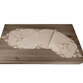 Raebel OHG Tablecloth Table Runner Doilies Cushion Cover Autumn Beige Brown Embroidered with Leaves Linen Look (40 x 140 cm)