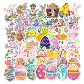 Easter Stickers for Kids Bunny Stickers Colorful Happy Easter Decorations Cute Rabbit Egg Stickers for Card Making, Scrapbook, Journal, Envelopes, DIY Crafts