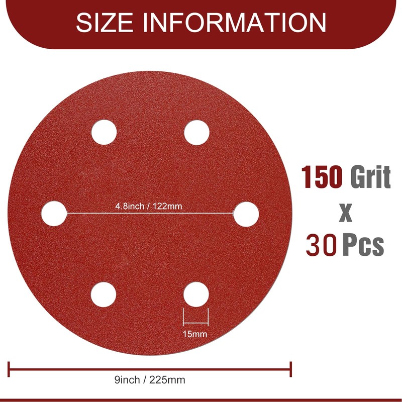 9 Inch Sanding Disc 150 Grit Hook and Loop Sandpaper
