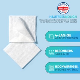Health Press® Sterile Dressings 5 x 5 cm - 40 Wound Dressings in a Set (20 x 2 Pieces) - Dressing Material for Wound Care - Gauze Dressings 4-Ply - Sterile Wound Dressings - Bandage Dermatologically