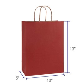 BagDream Gift Bags 10x5x13 25Pcs Kraft Paper Shopping Bags with Handles, for Gifts, Business, Merchandise, Retail, Christmas Wedding Party Favor, Red Recycled Paper Sacks