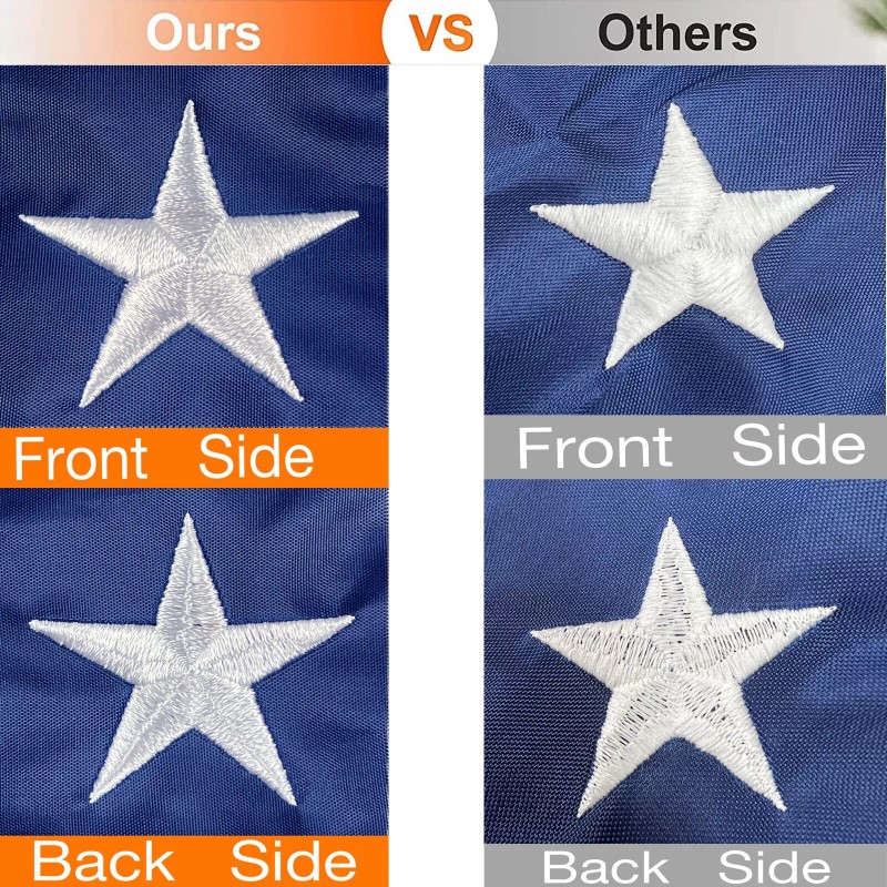 QLASH 3x5 American Flag Embroidered Stars Outdoor Heavy Duty Stitched