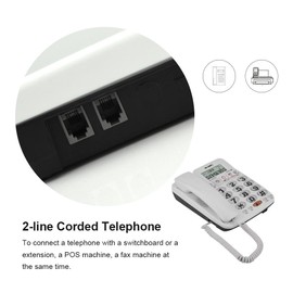 VBESTLIFE Corded Telephone, 2-String Phone with Hands-Free Kit and Caller ID for Home/Office