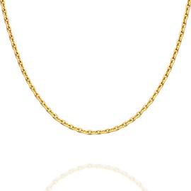 PAVOI Italian Solid 925 Sterling Silver, 22K Gold Plated Chain Necklaces | Snake, Square Box, Cable, Super Flex Curb, Miami Cuban and Rope Diamond-Cut Herringbone Necklace for Women and Men | MADE IN