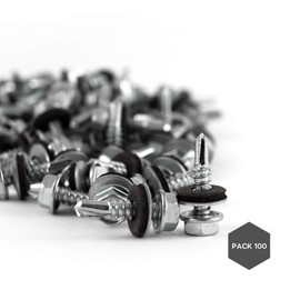 DOJA Industrial | SELF TAPPING SCREWS METAL M4 | PACK 100 | 4,8 x 19 mm | Self drilling hex head Screws with Washer | Steel Roofing screws for Screw drill Bodywork Cladding screws Metal or Cover