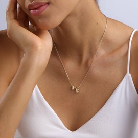 Lisitine Heart Initial Necklaces for Women, 14K Gold Plated Letter necklace Cute Bubble Heart Necklaces for Women Trendy Bubble Gold Initial necklace Gifts for Women