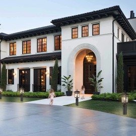 Hifeelen Outdoor Post Lights Dusk to Dawn Black Roman with Pier Mount Base, Black Waterproof Pole Lantern Light Fixture, Exterior lamp Posts Outdoor Lighting with Anti-Rust 100% Aluminum