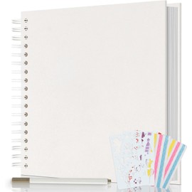 AIOR Scrapbook 7x7 Inch Scrapbook Album 40 Pages Hardcover White Thick Kraft Paper DIY Scrapbook Photo Album Memory Book, Scrap Book Photo Albums for Kids Couple Family Wedding