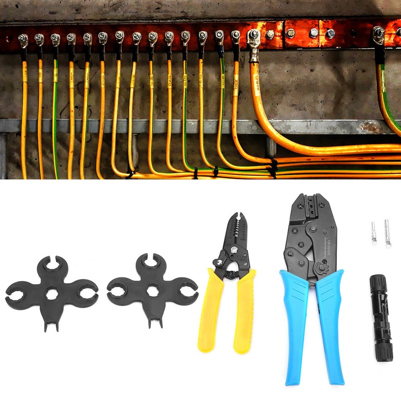 7 Pcs Photovoltaic Connectors Set Wrench Pliers Terminal Connector Set