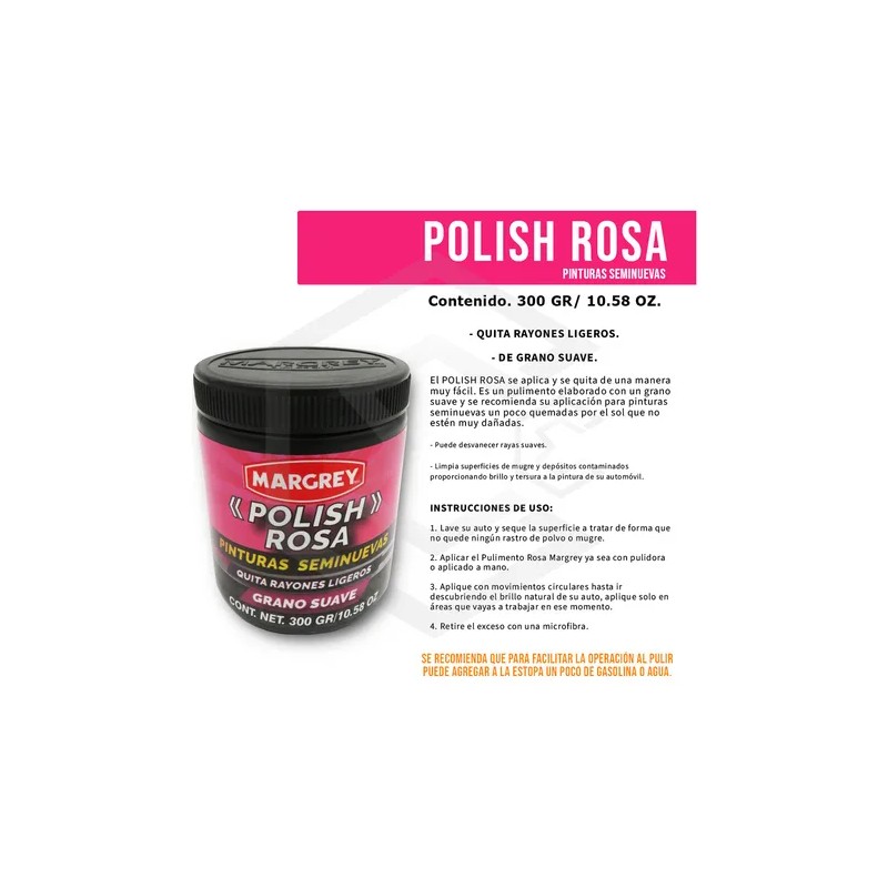 Pulimento Profesional Quita Rayon Polish Rosa Margrey 300ml