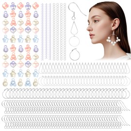 450 Pieces Earrings Make Your Own Set, Earring Making Set, Blanks Make Your Own Ear Hooks, Hoop Earrings, Grain, Stainless Steel, Manufacturing Accessories Kits, for DIY Earrings, Jewellery, Craft