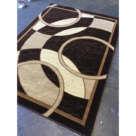 Bellagio Modern Area Rug Dark Brown Contemporary Geometric Design 162 (8 Feet X 10 Feet 6 Inch)