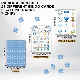 Baby Shower Bingo Games, Baby Bingo for Baby Shower, Floral Baby Boy Bingo Game, Gender Reveal Games, Baby Shower Decorations Favors, 24 Players Bingo Games for Baby Shower, Gender Reveal Party (A03)