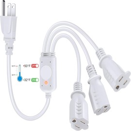 Feekoon 3 Plug 120V Heat Cable Controller, Outdoor Thermostat Controlled Extension Cord, Turns on Below 32°F, Off Above 50°F for Coop Heaters Deicers Water Pipe Heating Tapes, Energy Saving