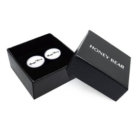 HONEY BEAR Mens Oval Wedding Cufflinks with Gift Box