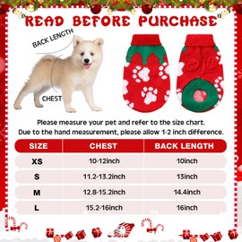 Yeyeplum 4Pcs Puppy Christmas Sweater Dog Ugly Xmas Sweater Santa Knitted Sweater Small Dog Christmas Outfit Holiday Sweater Pet Winter Knitwear Cat Turtleneck Knitwear for Pet Dog Kitten Puppy(L)