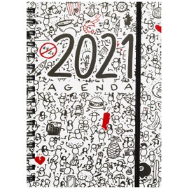 Miquielrius – 2021 T-Diary – Castellano – Day Page – Size 155 x 213 mm (~ A5) 90 g Paper Hardback Cardboard Cover Lined White