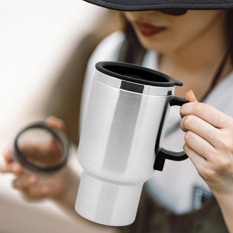 Glomora 12V Car Heating Cup, 300ml Stainless Steel Travel Electric