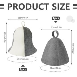 2-Pack Sauna Hat Sauna Cap Soft and Breathable Head Protection Ring Design for Easy Carrying and Storage Unisex Suitable for Hotel, Bathroom, Steam Bath Accessories (Grey/Off-White)