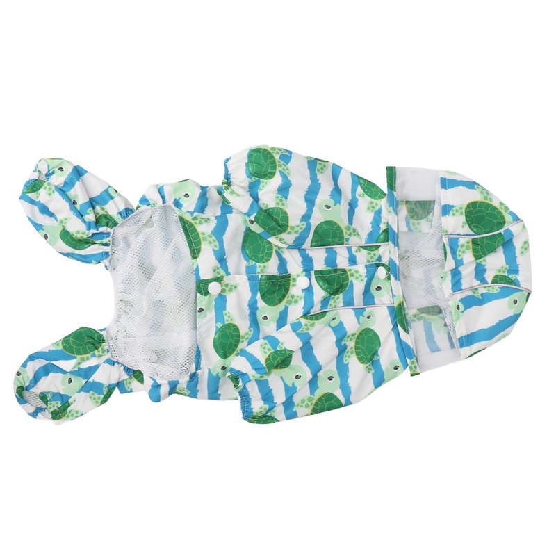 Reflective Puppy Raincoat Sea Turtle Pattern Lightweight Breathable Waterproof Pet