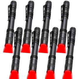 MODOAO Red Light Flashlight Red LED Flashlight Red Light Pen Light Flashlight with Clip Super Bright Red Flashlight Red Torch and Single Mode Lighting for Outdoor Use (8Packs)