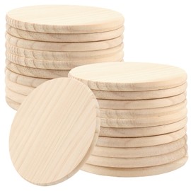 JAPCHET 20 Pieces 4 Inch Round Unfinished Wooden Coasters, Round Blank Wooden Coasters, Unfinished Blank Wooden Coasters for DIY Drawing, Painting