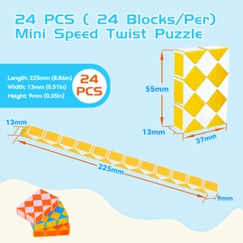 Party Bag Fillers Toys for Kids - 24 Pack( 24 Blocks/Per) Magic Snake Cube Party Favours Fidget Toy, Mini Speed Twist Puzzle Supplies for Kids Adults Gift Birthdays, Parties, School Games (24)