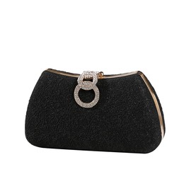Dreubea Women's Fashion Evening Bag Rhinestone Decrated Clutch Handbag with Chain, Black