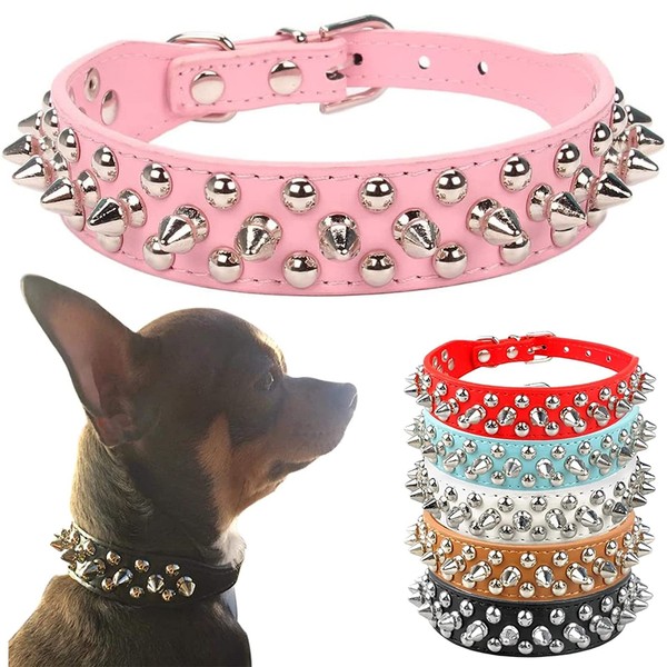 PETCARE Spiked Dog Collar Soft Pu Leather Funny Mushrooms Rivet
