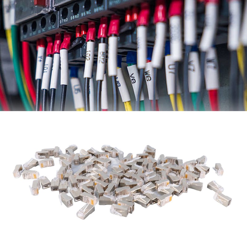 100Pcs CAT6 RJ45 Metal Shielded Connector Safe Reliable Net Shielded