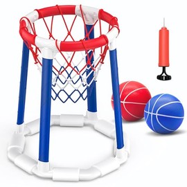 Pool Basketball Hoop Pool Games Pool Toys with 2 Basketballs Floating Basketball Hoop for Pool for Kids & Adults Indoor Outdoor