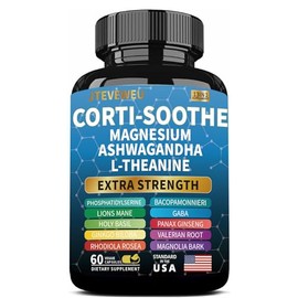Suplemento cortisol Cortisol calmante para mujeres y hombres con glicinato de magnesio, L-teanina, reductor de alto cortisol de fosfatidilserina, admi