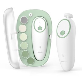 Momcozy - Lima de Uñas Para Bebé, Eléctrica, Recargable, Cortaúñas para Bebé, Con Luz Nocturna, 7 Almohadillas para Orejas de Repuesto para Cabeza de Molienda, Color Verde