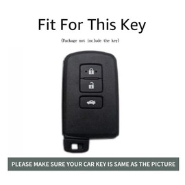 ontto 3 buttons Key Fob Cover Fit for Toyota Avalon Camry Corolla Highlander RAV4 2012-2019 Smart Alloy Leather Key holder Shell case keyring keychain protector accessories Black B