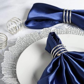 Techson Napkin Rings Set of 6, Dinner Leaf Napkin Buckle Holder, Handmade Natural Metal Adornment, Party Gatherings Wedding Table Decor (Silver, Spiral, 12 PCS)