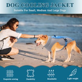 Improved Dog Cooling Vest with Harness D-snap Sun Protection for Summer Running - Reflective Strips, Breathable Mesh - Sporty Cooling Coat for Small, Medium and Large Dogs, L