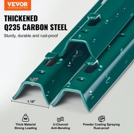 4 Feet Heavy-Duty Green Metal Fence Posts 10-Pack T-Post for Trellis & GatesQuantity: 10-Pack, Length: 4 ft