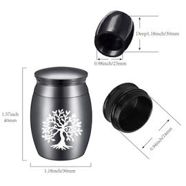 CREATCABIN Mini Cremation Urns Small Keepsake Urn Ashes Alloy Kit Metal Sharing Funeral Urn Miniature Burial Funeral Container for Female Family Friends Pets Tree of Life 1.6 x 1.2Inch(Black)