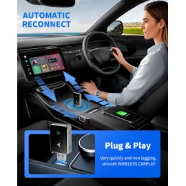 OEDCVVD Wireless CarPlay Adapter, 2025 Upgraded 2-in-1 Mini Size CarPlay & Android Auto, Convert Wired to Wireless with USB & Type-C, Plug & Play, Stable Control & No Delay Car Play with iPhone & Android