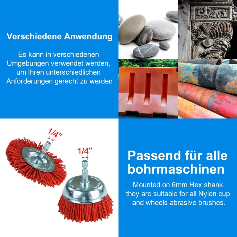 SALI 9 Pack Nylon Filament Abrasive Wire Brush Wheel &