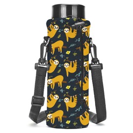 AMARY 500ML Neoprene Water Bottle Carrier Bag with Adjustable Shoulder Strap,Insulated Water Bottle Cover for Stainless Steel/Glass/Plastic Bottles 16.9OZ (sloth)