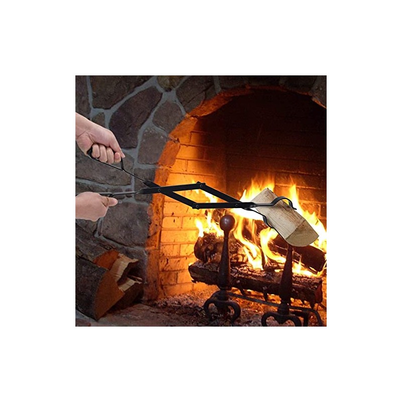 Log Grabber Fireplace Tongs Wood Fired Oven Tool Grill Camping