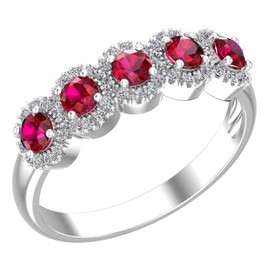 Belinda Jewelz Ring for Womens 925 Sterling Silver Ring Red Ruby Gemstone Ring Rhodium Plated CZ Round 1.11 Carat Solitaire Band Ring Jewelry Gift for Wedding, Size 7